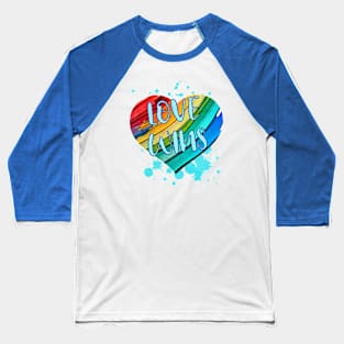 Love Wins - LGBTQ Paint Splatter Heart Baseball T-Shirt